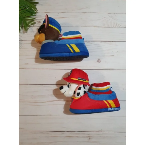 Paw Patrol Light Up Slippers, Toddler Warm Plush House Shoes, Chase & Marshall - Picture 4 of 9
